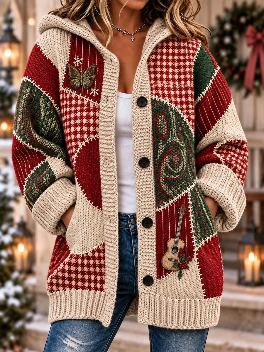 Women's Tennessee Country-Style Patchwork Knitted Cardigan