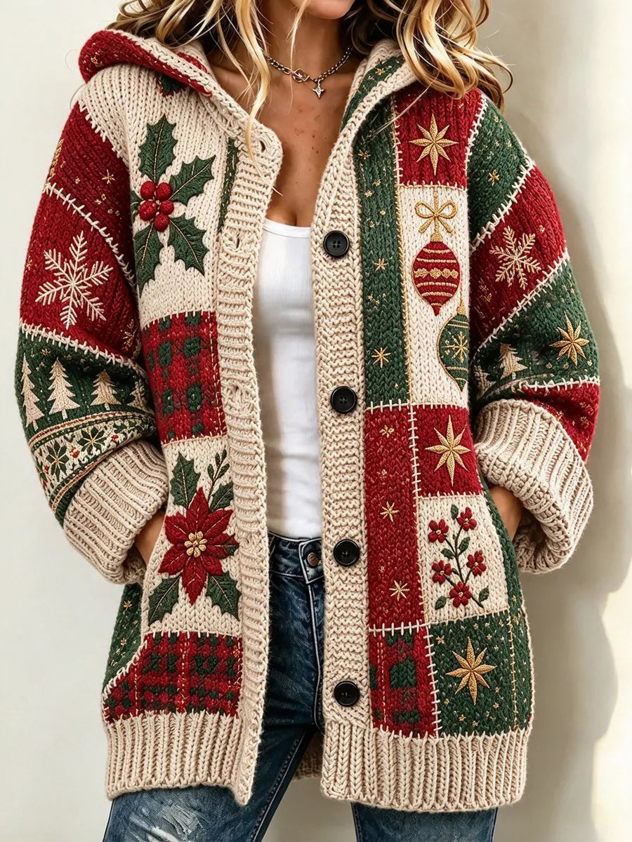 Women'S Christmas Patchwork Color Block Floral Top
