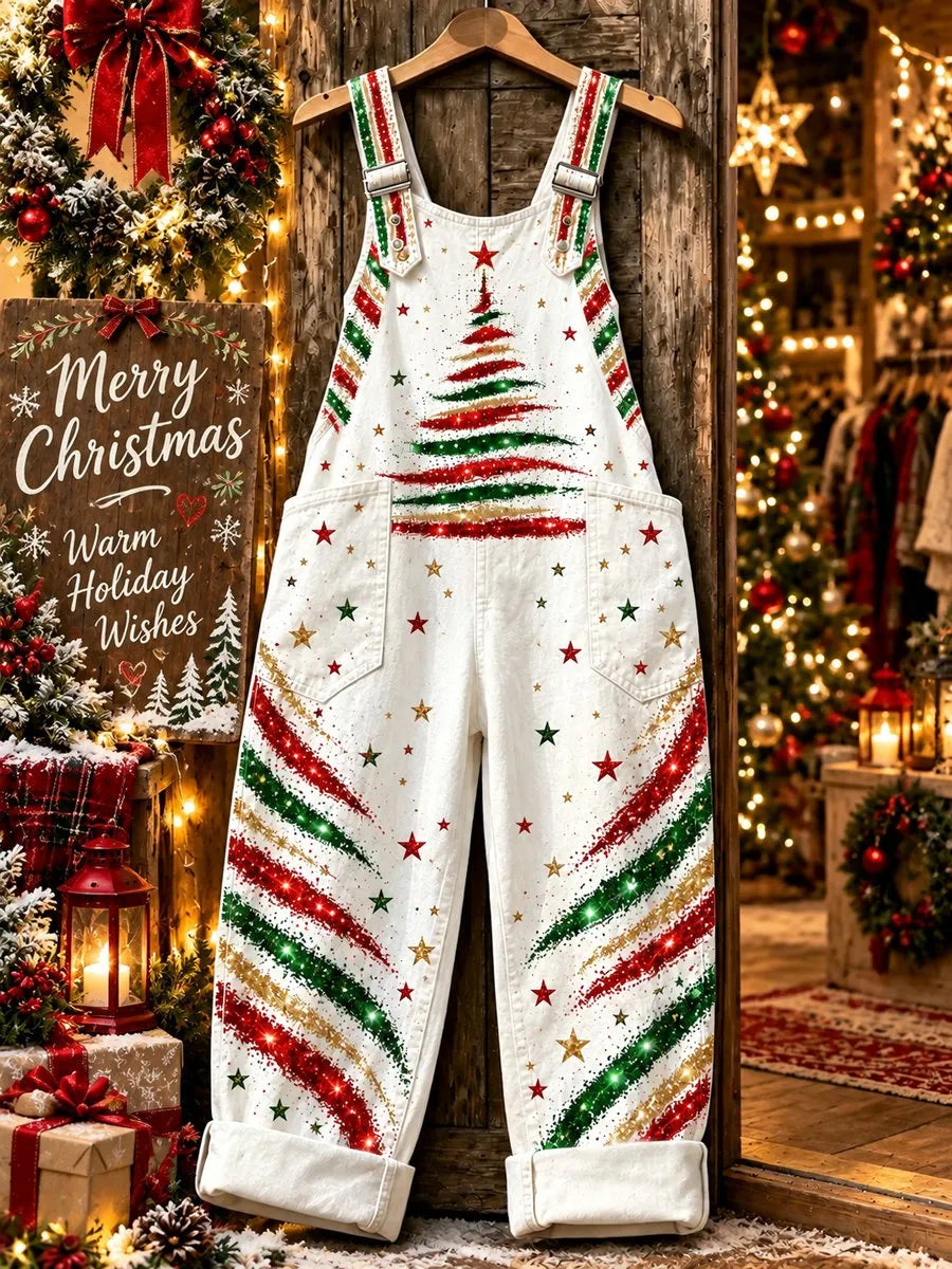Women'S Christmas Printed Suspender Jumpsuit