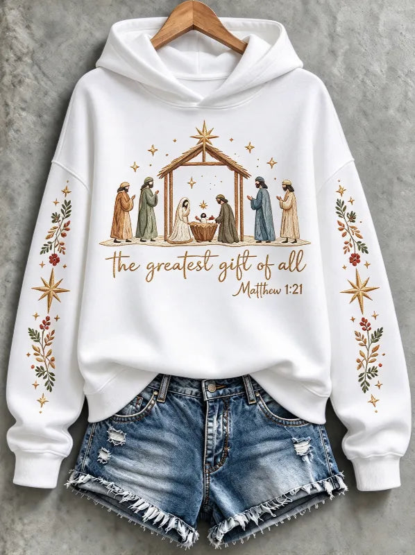 Women's Faith Print Casual Hoodie