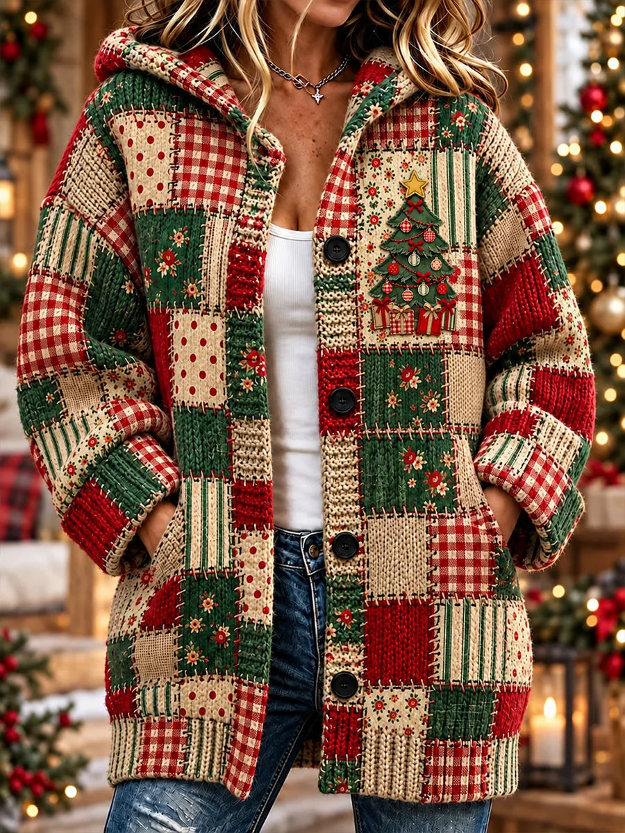 Women's Tennessee Country-Style Patchwork Knitted Cardigan