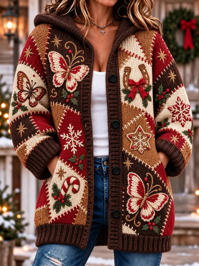 Women'S Christmas Patchwork Color Block Floral Top