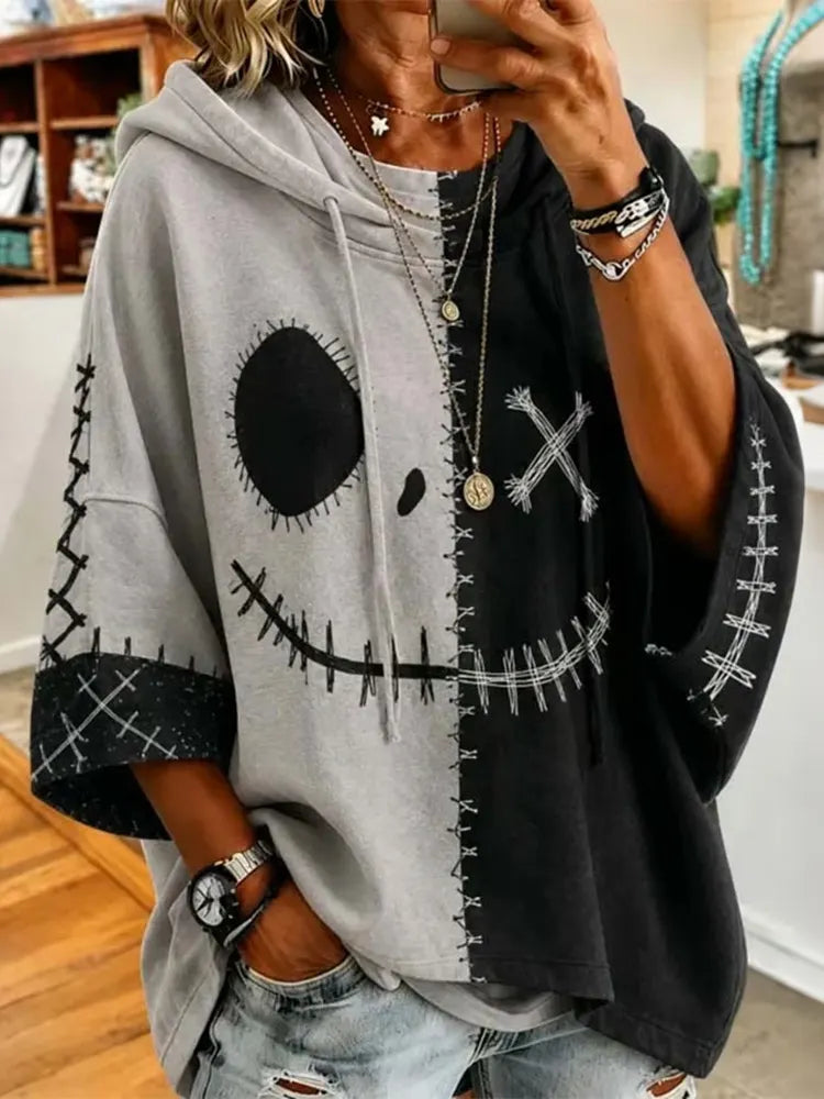 Women's Halloween Pumpkin Face Printing Hoodie