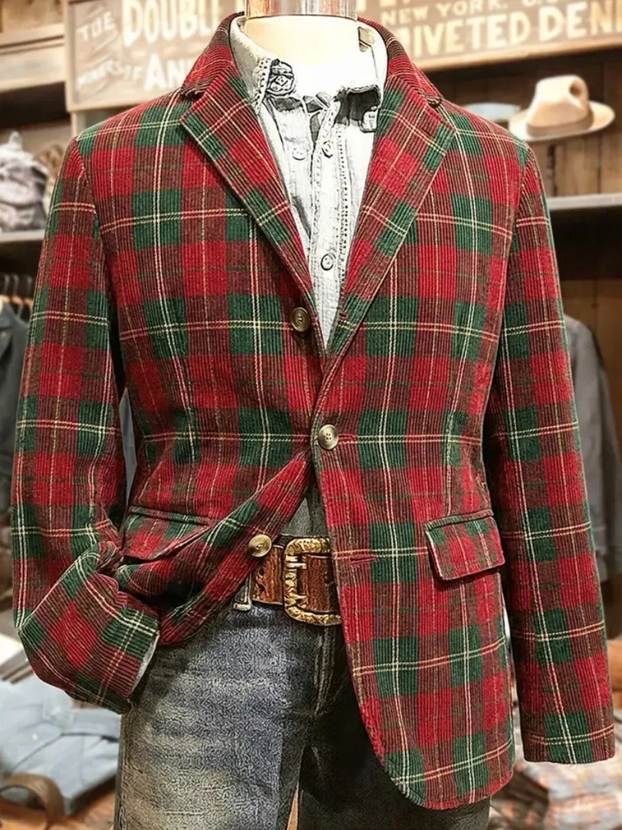 Men's Christmas-Themed Print Casual Blazer
