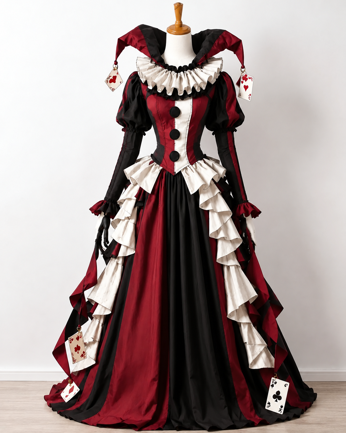 Halloween-Themed Contrast Color Irregular Ruffle Patchwork Dress 9340
