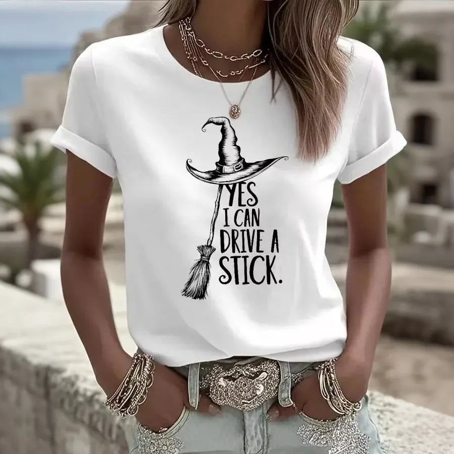 Yes I Can Drive A Stick Women's Pattern Casual T-shirt