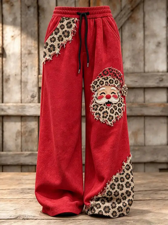 Women's Retro Santa Claus Print Casual Pants