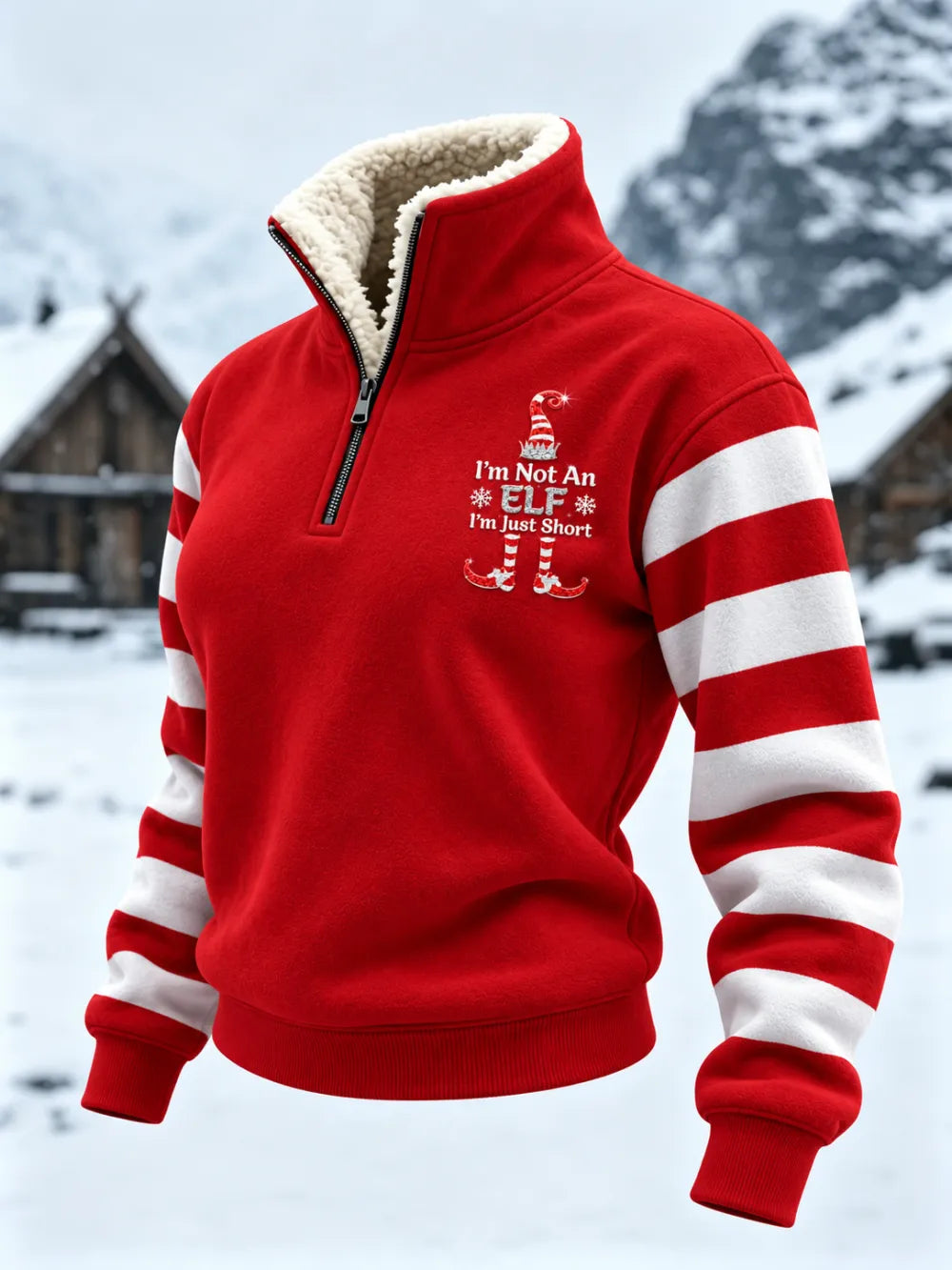 Women'S Christmas Art Print Plush Collar Sweatshirt