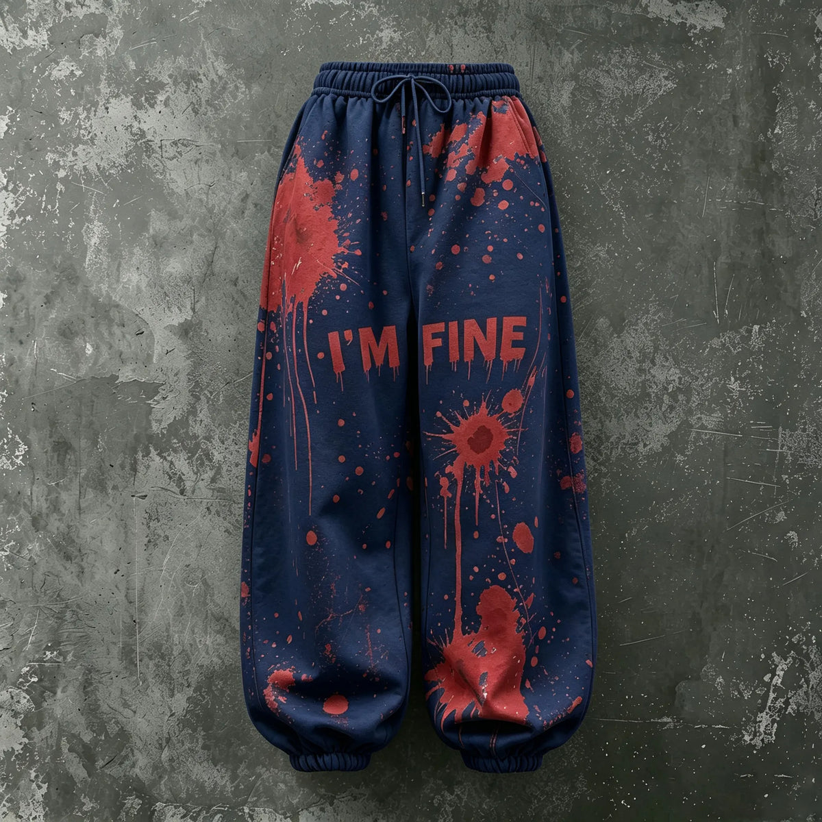 Women's Halloween Bloodstain I'm Fine Print Loose Pants