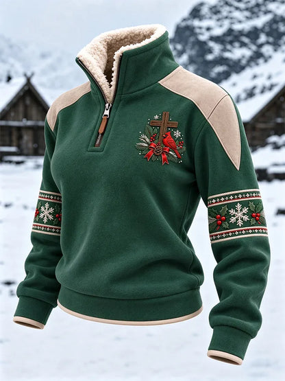Women'S Christmas Zipper Sweatshirt