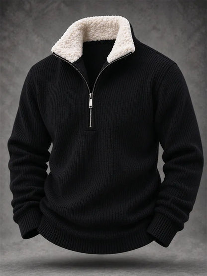 Men'S Casual Woven Zipper Wool Collar Sportswear