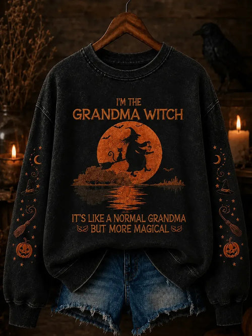 Women's Halloween Art Print Casual Sweatshirt