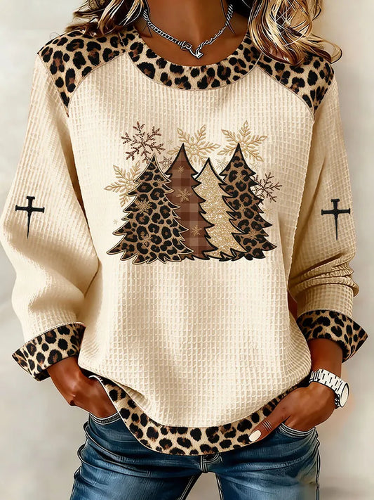 Women'S Christmas Print Casual Long Sleeved Shirt