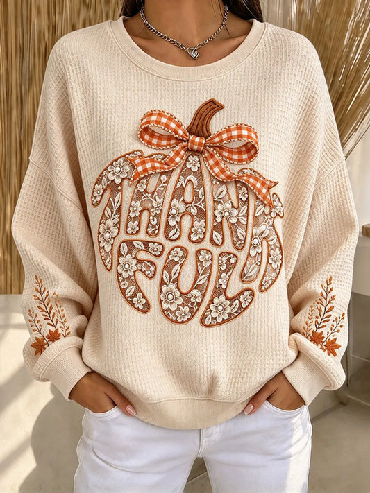Ladies' Autumn Thanksgiving Pattern Casual Hoodie
