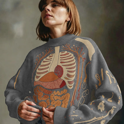 Classic Halloween Anatomy Art Chunky Knitted Sweater