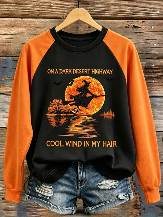 On A Dark Desert Highway Women's Halloween Print Sweatshirt
