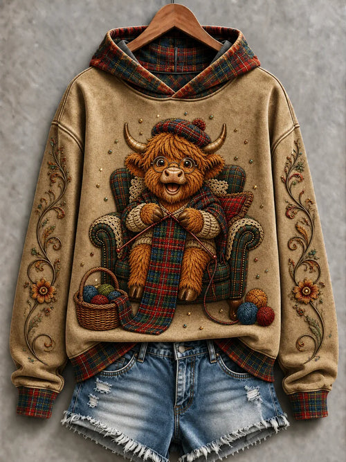 Women's Highland Cow Fall Print Long Sleeved Sportswear