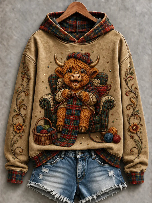 Women's Highland Cow Fall Print Long Sleeved Sportswear