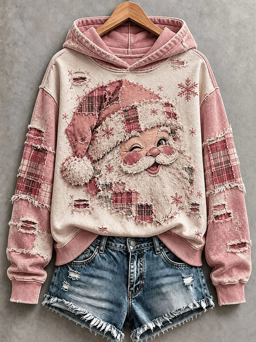 ✨Early Bird Christmas | Buy 3, Get 20% Off the Lowest-Priced Item✨Women's Vintage Pink Santa Hoodie