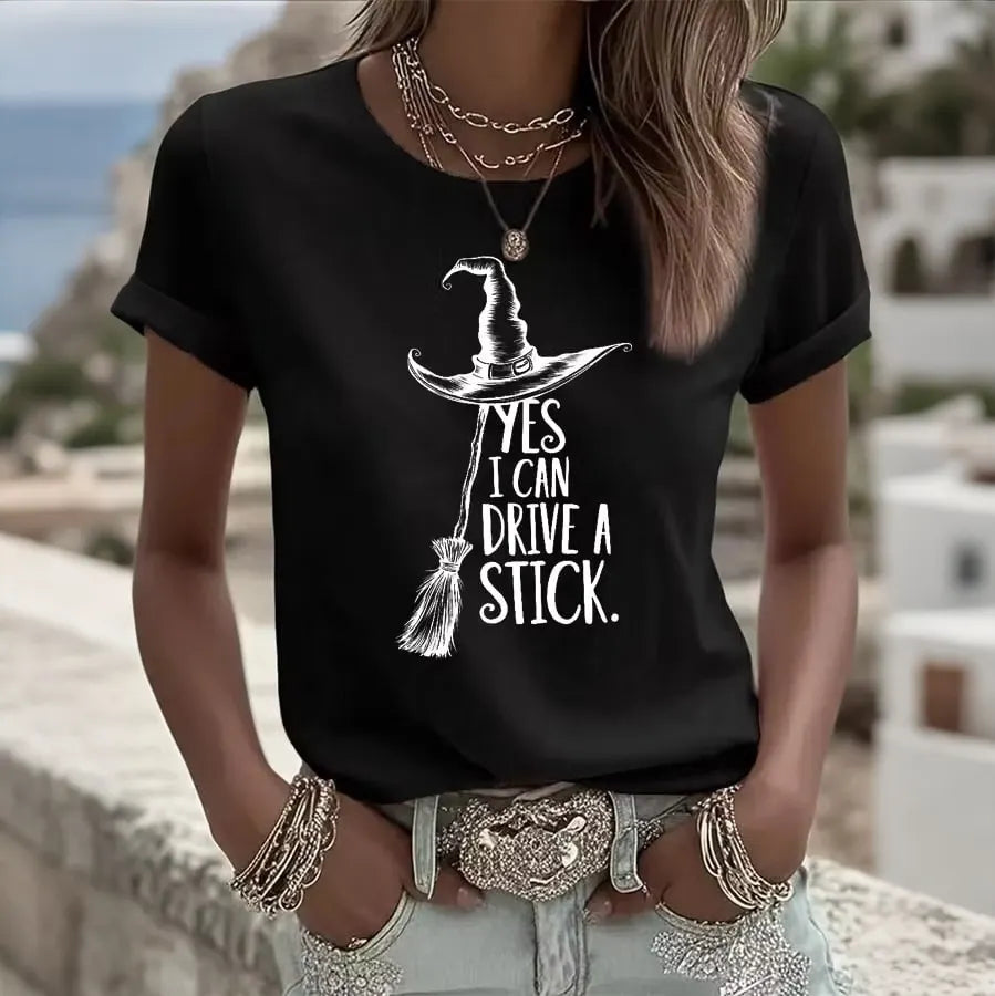 Yes I Can Drive A Stick Women's  Pattern Casual T-shirt