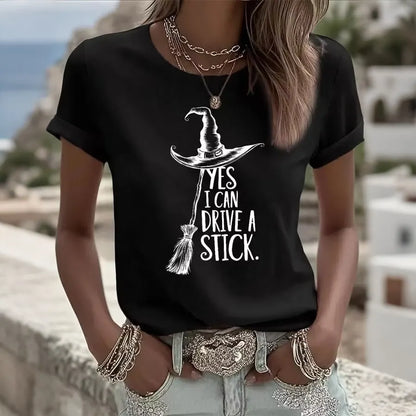 Yes I Can Drive A Stick Women's  Pattern Casual T-shirt