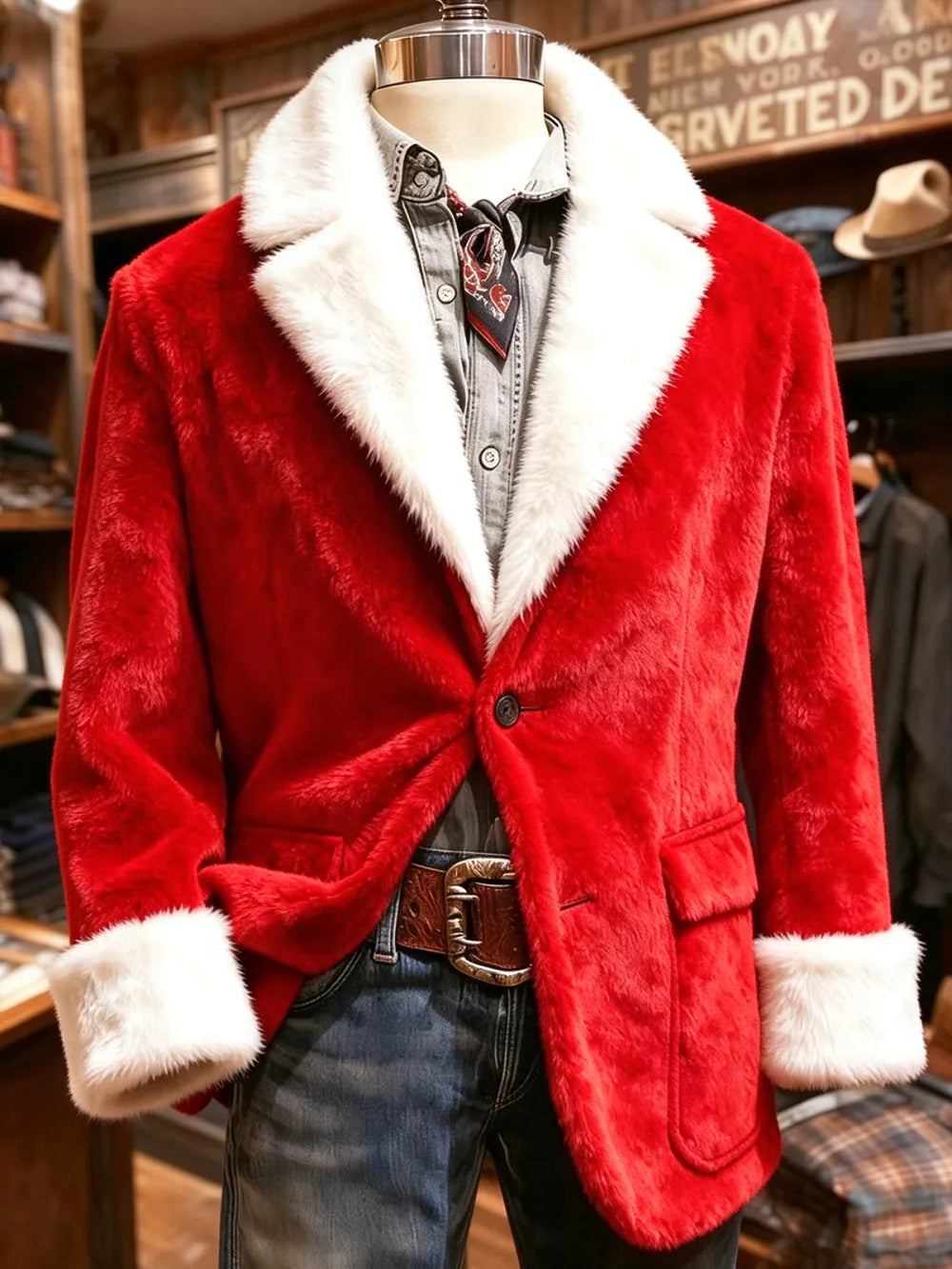 Men's Christmas-themed plush blazer