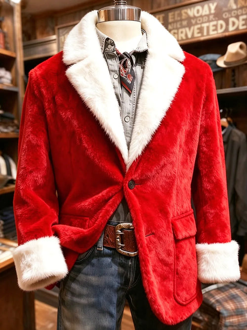 Men's Christmas-themed plush blazer