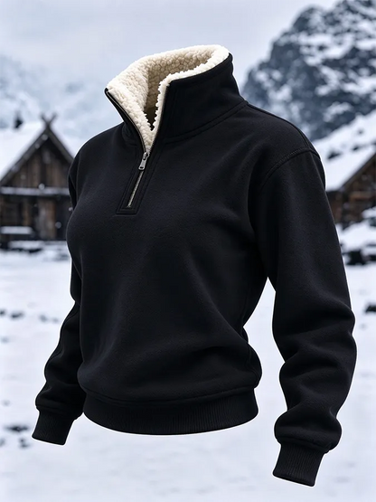 Women'S Solid Color Plush Collar Sports Shirt