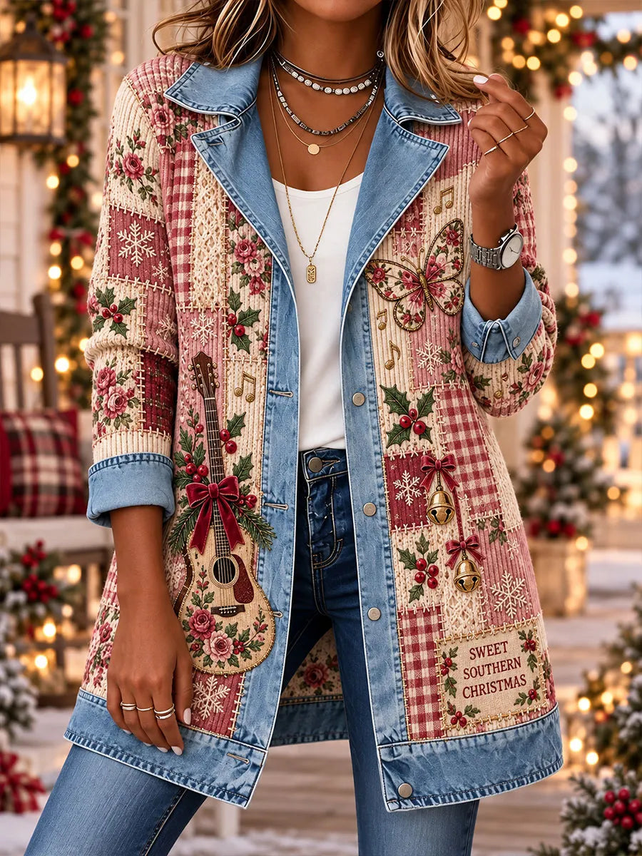 Women's Tennessee Country-Style Patchwork Denim Collar Jacket