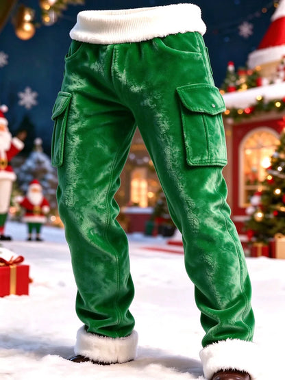Men’s Christmas-themed fleece-lined trousers