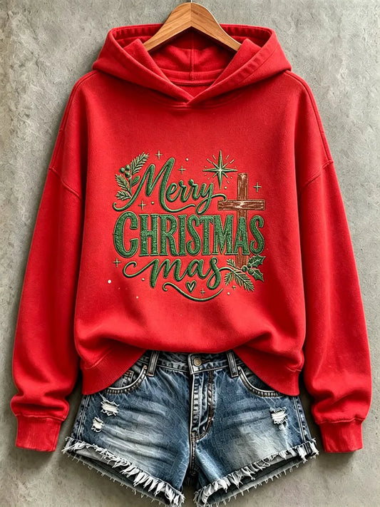 Women'S Christmas Print Casual Hoodie