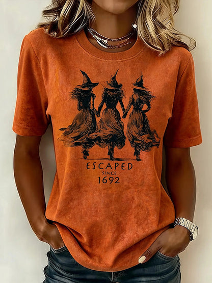 Women's Retro Halloween Print Casual T-shirt