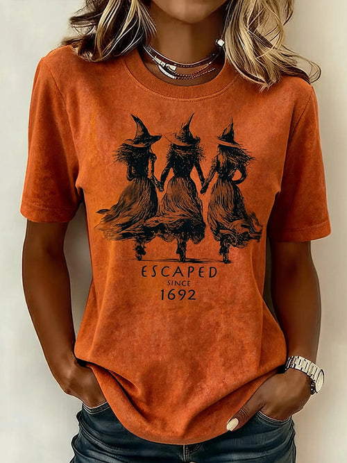 Women's Retro Halloween Print Casual T-shirt