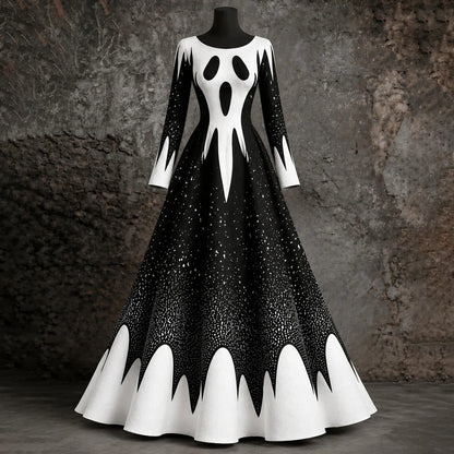 Women's Halloween Scary Face Print Maxi Dress