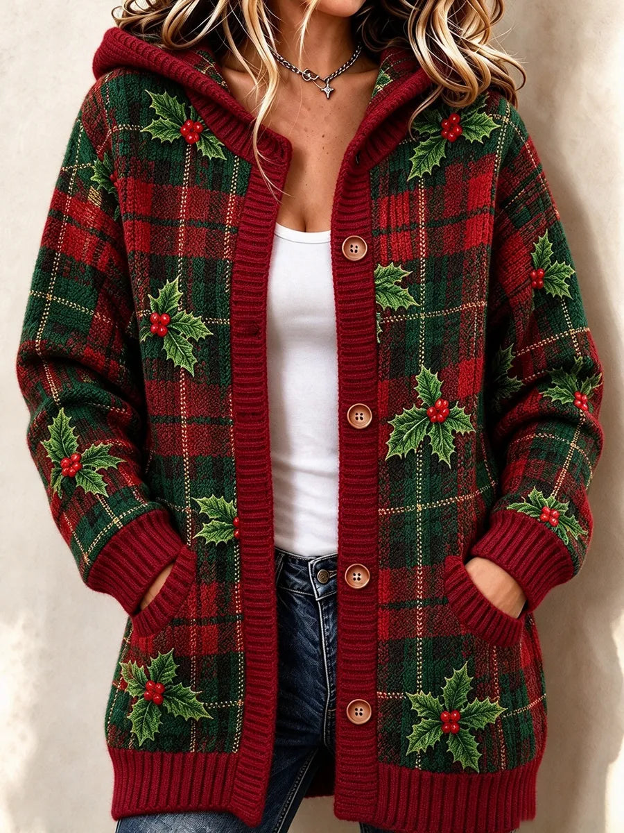 Women'S Christmas Plaid Print Casual Cardigan