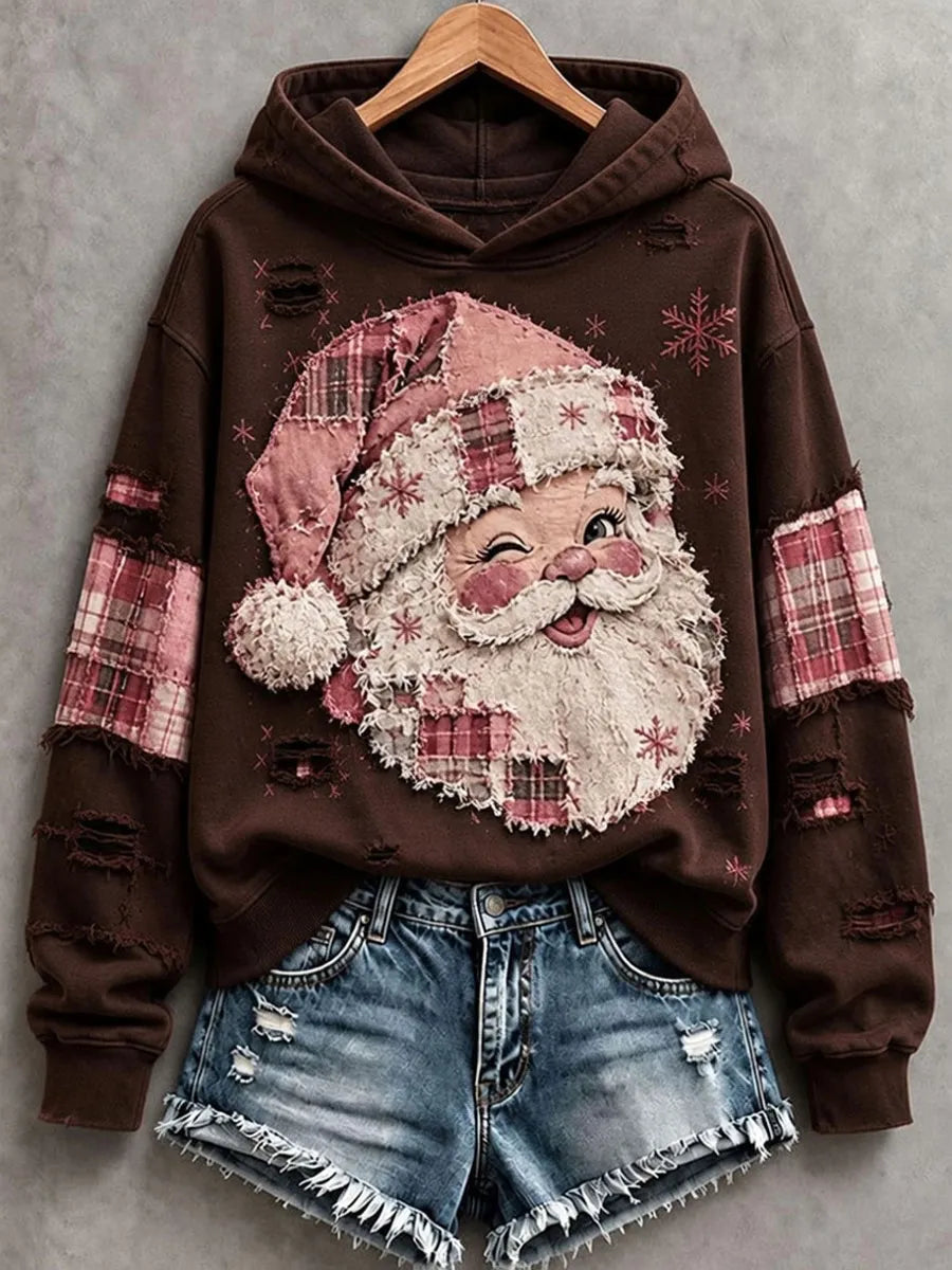 ✨Early Bird Christmas | Buy 3, Get 20% Off the Lowest-Priced Item✨Women's Vintage Pink Santa Hoodie