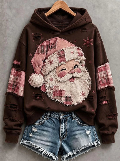 ✨Early Bird Christmas | Buy 3, Get 20% Off the Lowest-Priced Item✨Women's Vintage Pink Santa Hoodie