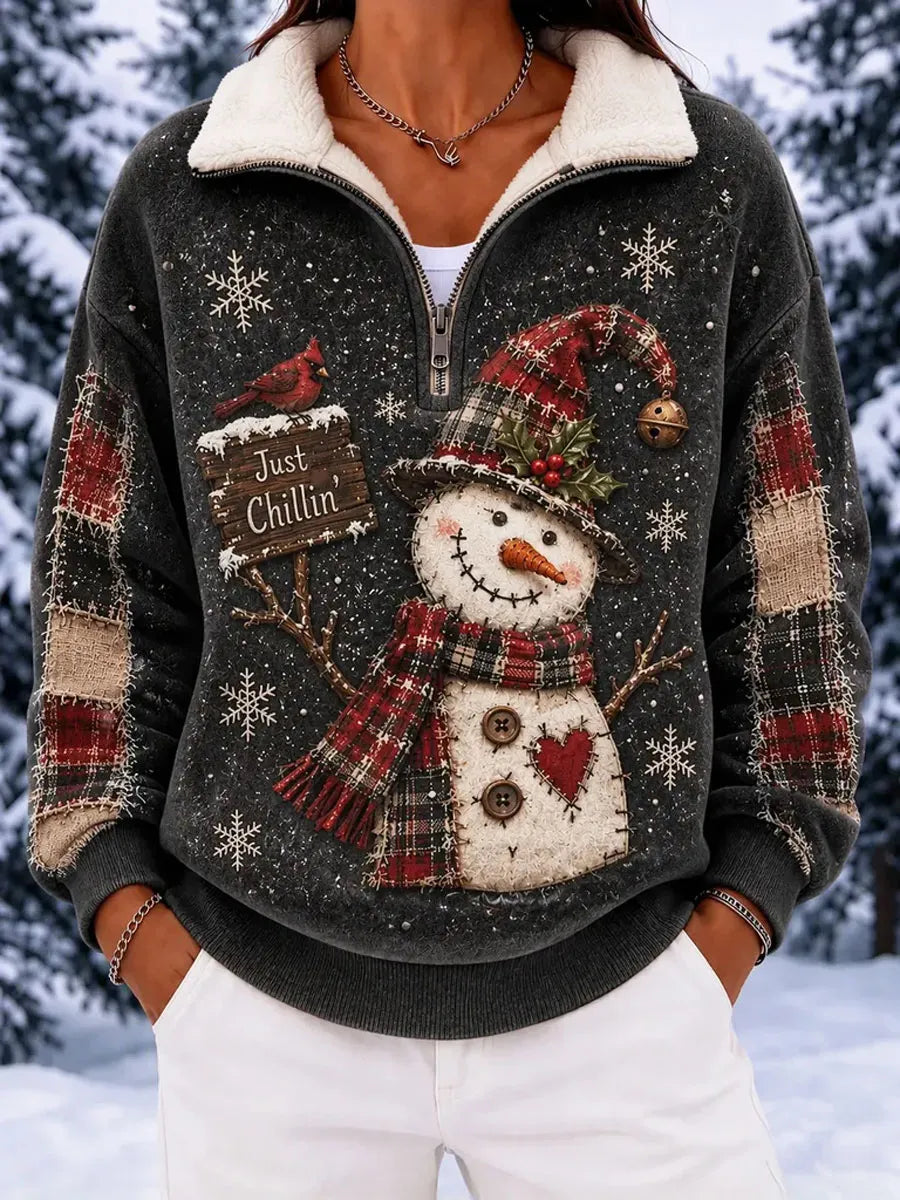 Ladies' Christmas Animal Print Casual Top