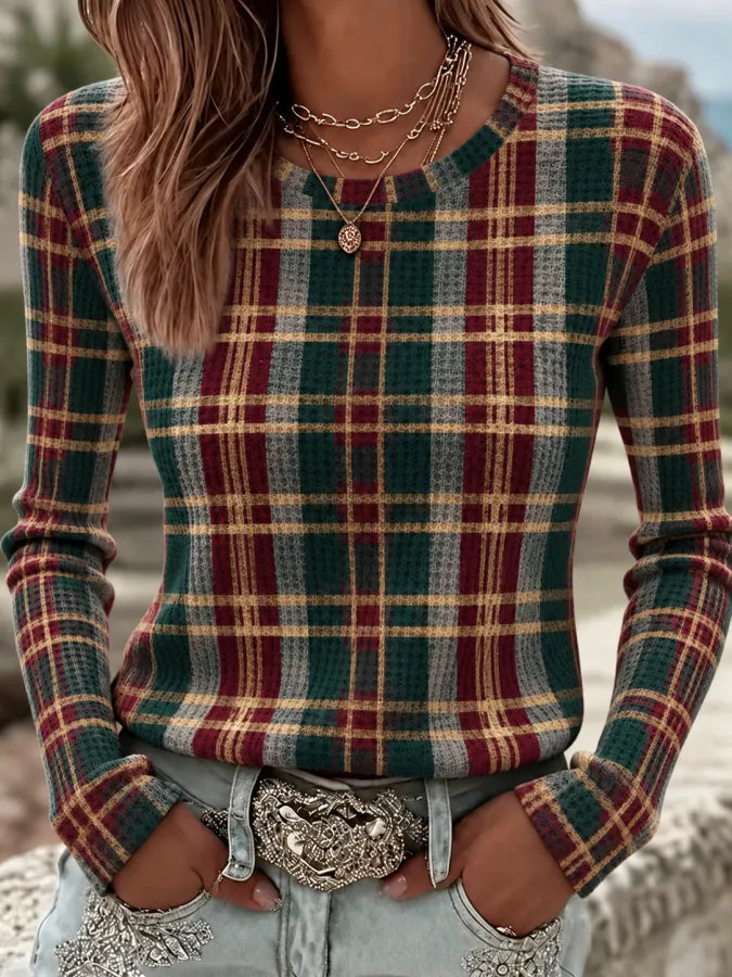 Women'S Christmas Plaid Art Casual Top