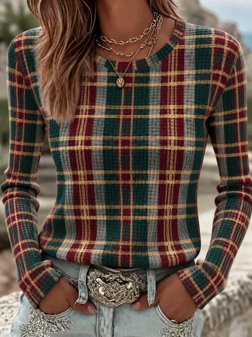Women'S Christmas Plaid Art Casual Top
