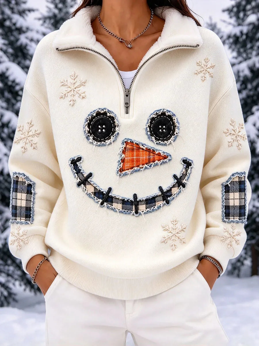 Ladies' Christmas Snowman Animal Pattern Casual Top