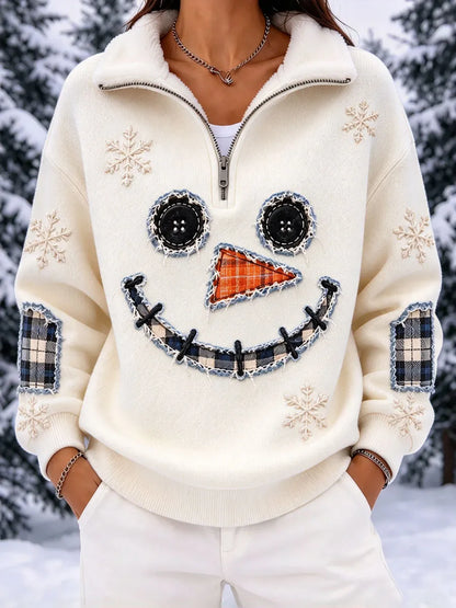 Ladies' Christmas Snowman Animal Pattern Casual Top