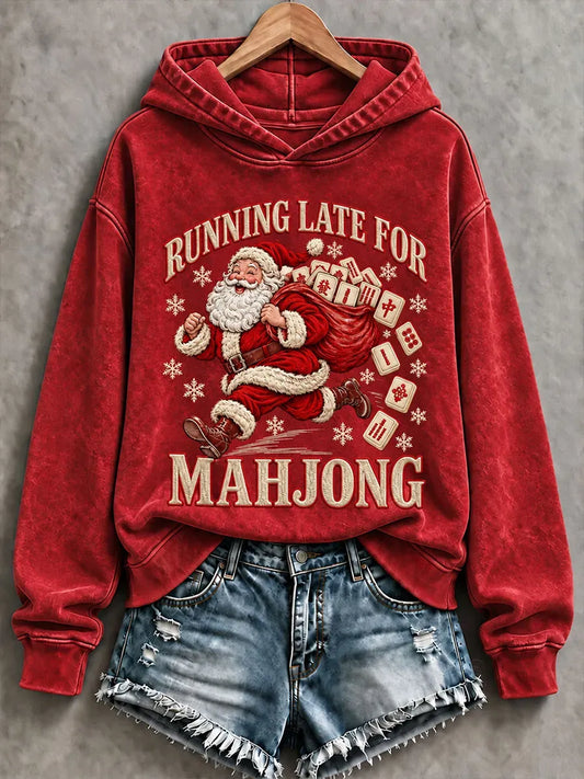 Women'S Christmas Mahjong Print Casual Hoodie