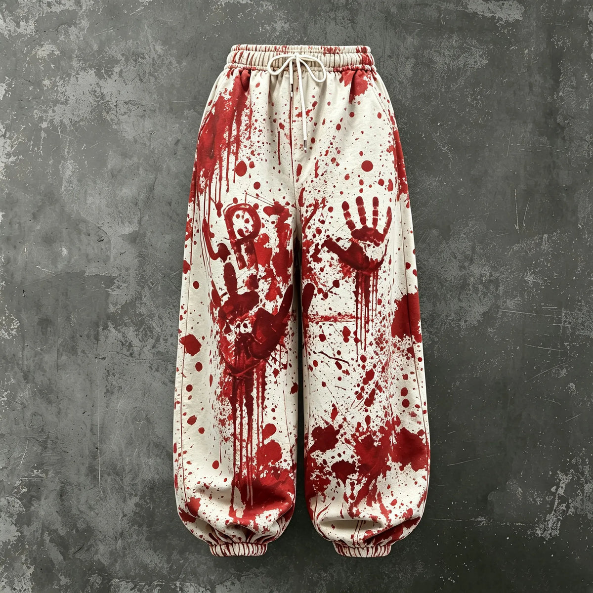 Women's Halloween Bloodstain Help Print Loose Pants