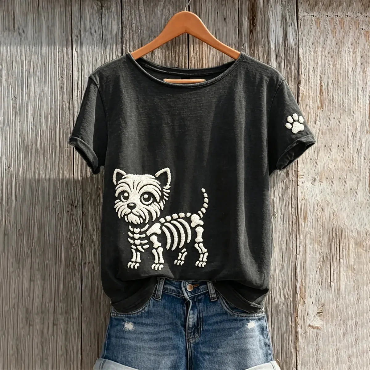 Women's Halloween Skull Maltese Pattern Art Print Casual T-shirt