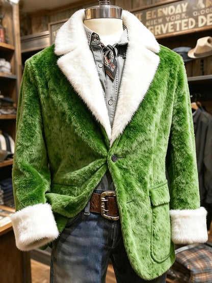 Men's Christmas-themed plush blazer