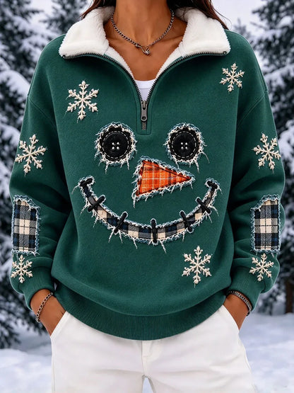 Ladies' Christmas Snowman Animal Pattern Casual Top