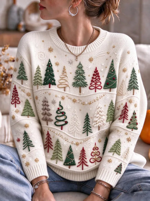 Women'S Christmas Print Crew Neck Long-Sleeve Sweatshirt