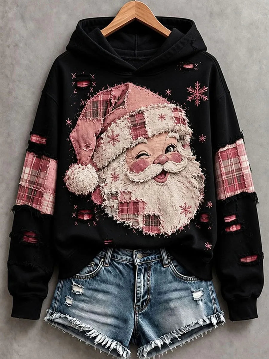 ✨Early Bird Christmas | Buy 3, Get 20% Off the Lowest-Priced Item✨Women's Vintage Pink Santa Hoodie