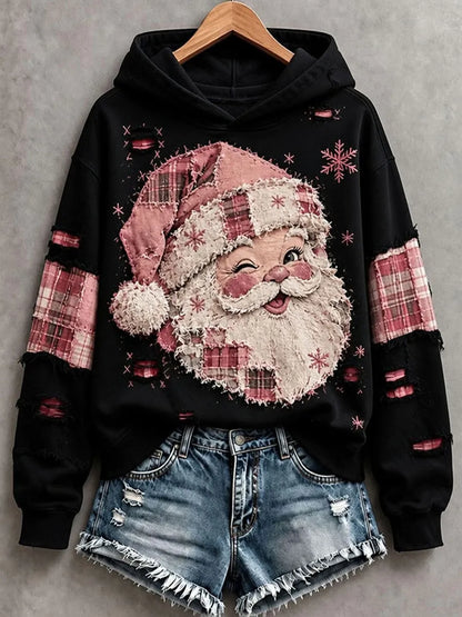 ✨Early Bird Christmas | Buy 3, Get 20% Off the Lowest-Priced Item✨Women's Vintage Pink Santa Hoodie